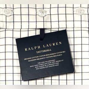 $215 NEW RALPH LAUREN HOME 2 KING PILLOWCASES 464 TC ORGANIC COTTON NAVY WHITE